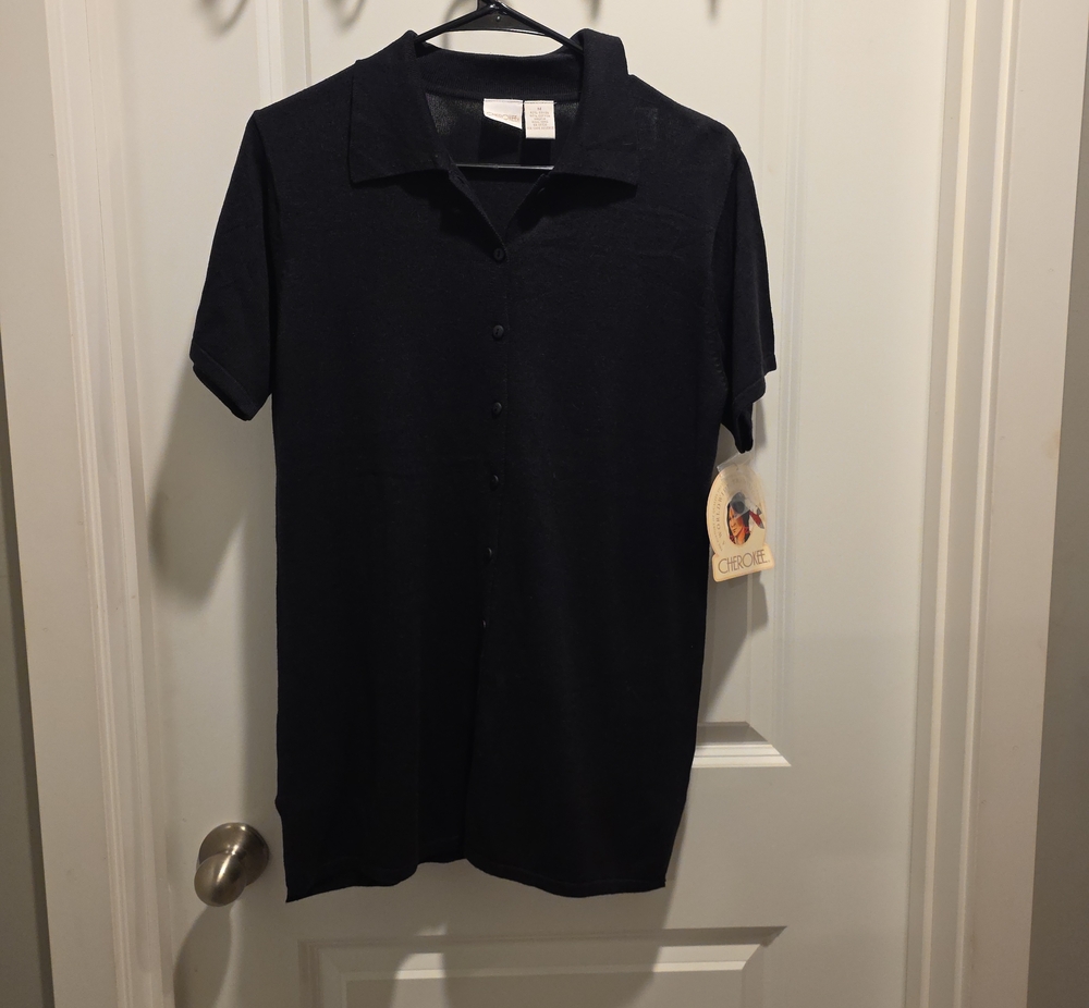 Cherokee Black Short-Sleeve Button Polo